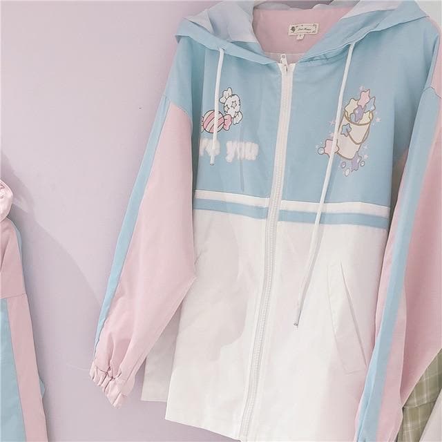 "LOVE YOU" Pastel Zipper Jacket