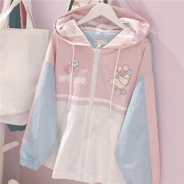 "LOVE YOU" Pastel Zipper Jacket