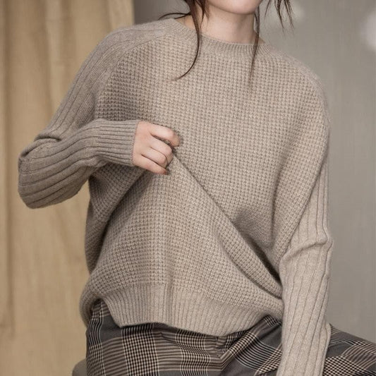 Knit Sweater with Ribbed Sleeves