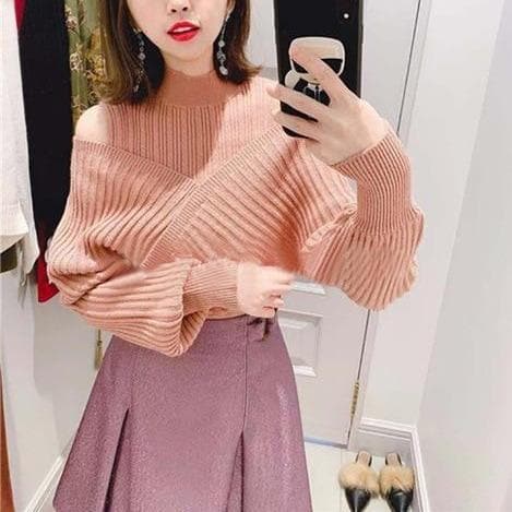 Cold-Shoulder Turtleneck Sweater