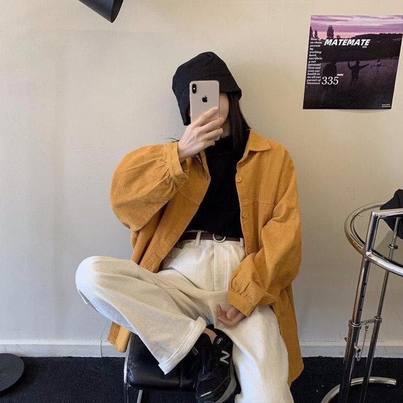 Corduroy Jacket/Shirt With Oversized Fit