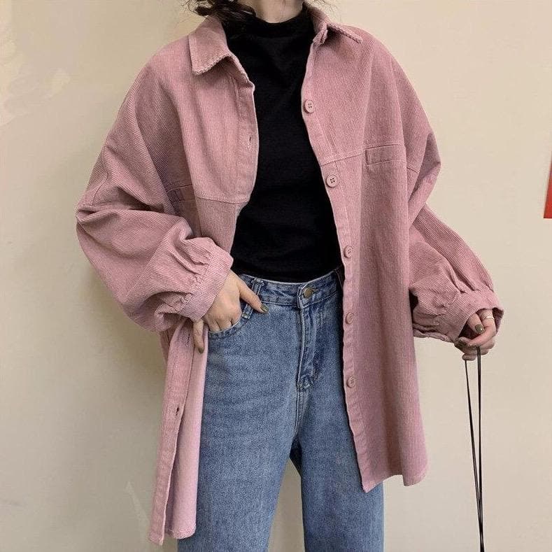 Corduroy Jacket/Shirt With Oversized Fit