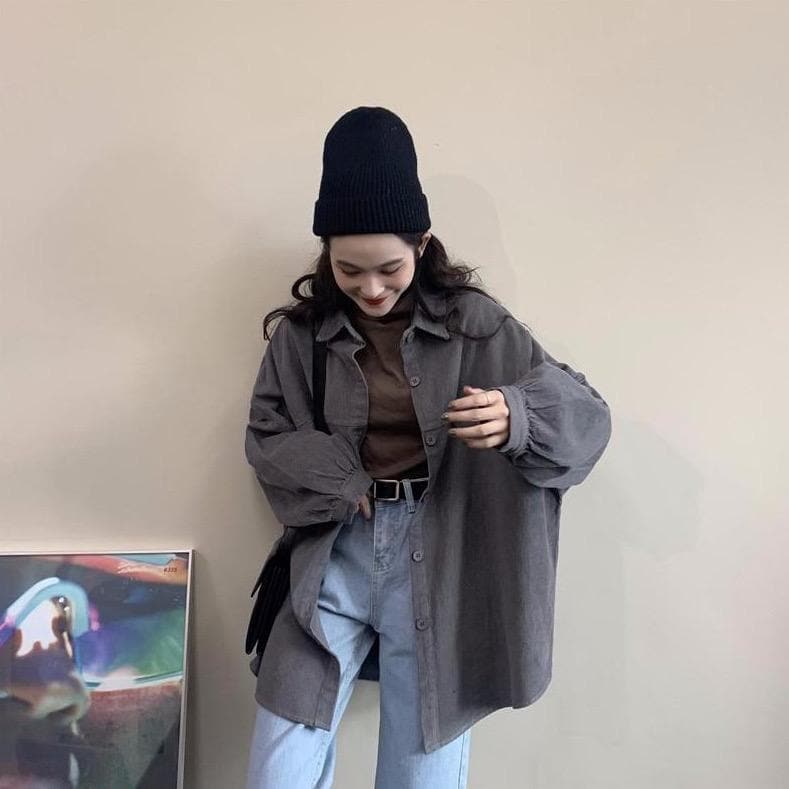 Corduroy Jacket/Shirt With Oversized Fit