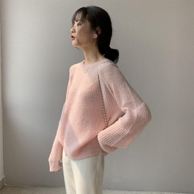 Knit Sweater With See-Through Neckline