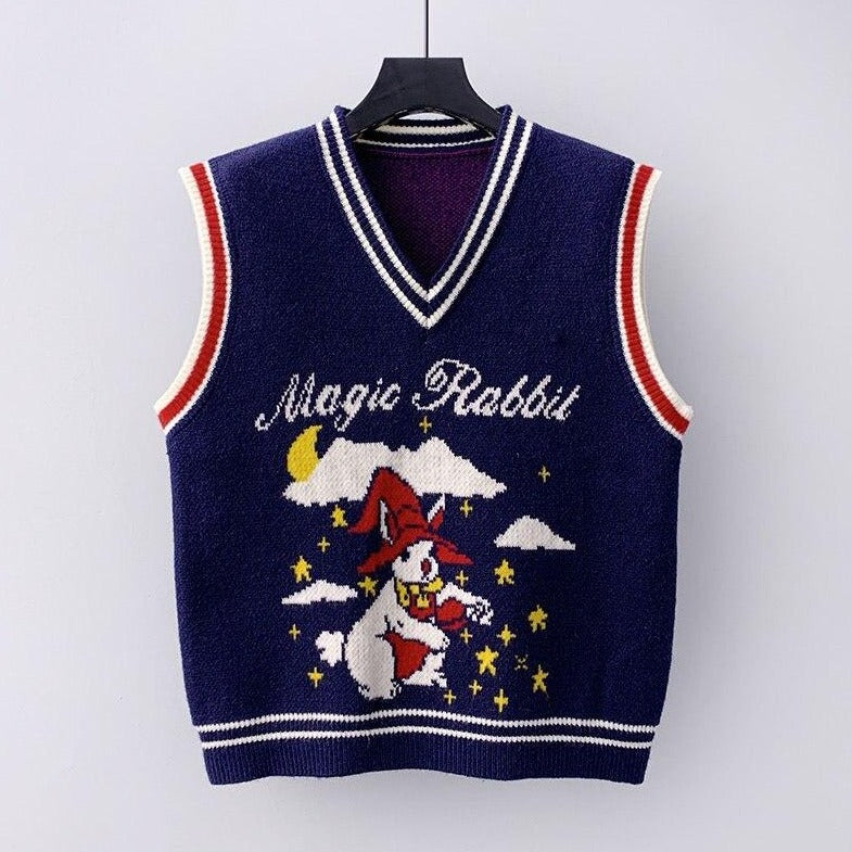 "Magic Rabbit" Knit Vest With Rabbit Design