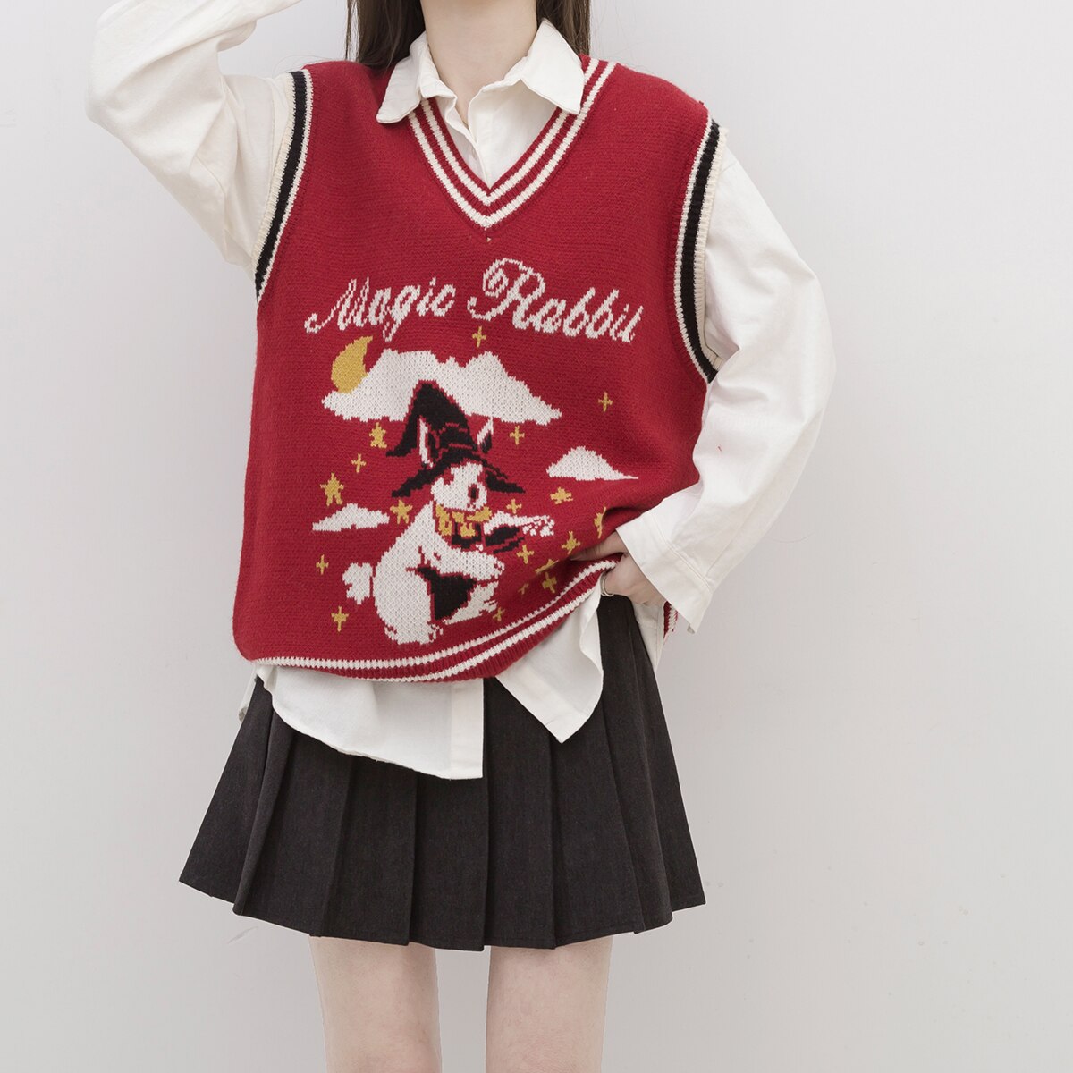 "Magic Rabbit" Knit Vest With Rabbit Design