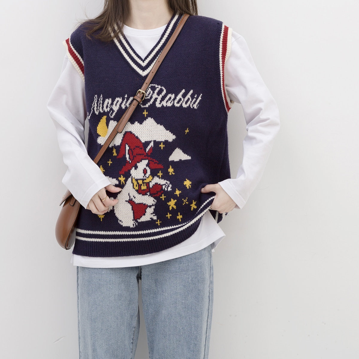 "Magic Rabbit" Knit Vest With Rabbit Design