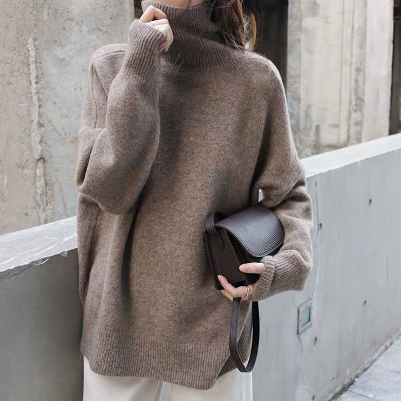 Basic Turtleneck Sweater With Overcut Shoulders