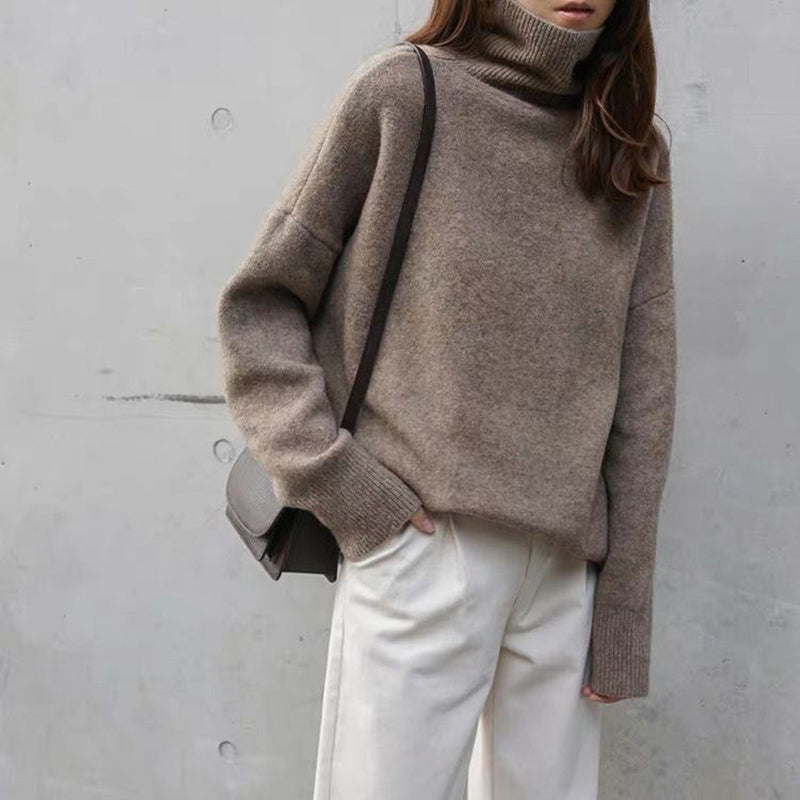 Basic Turtleneck Sweater With Overcut Shoulders