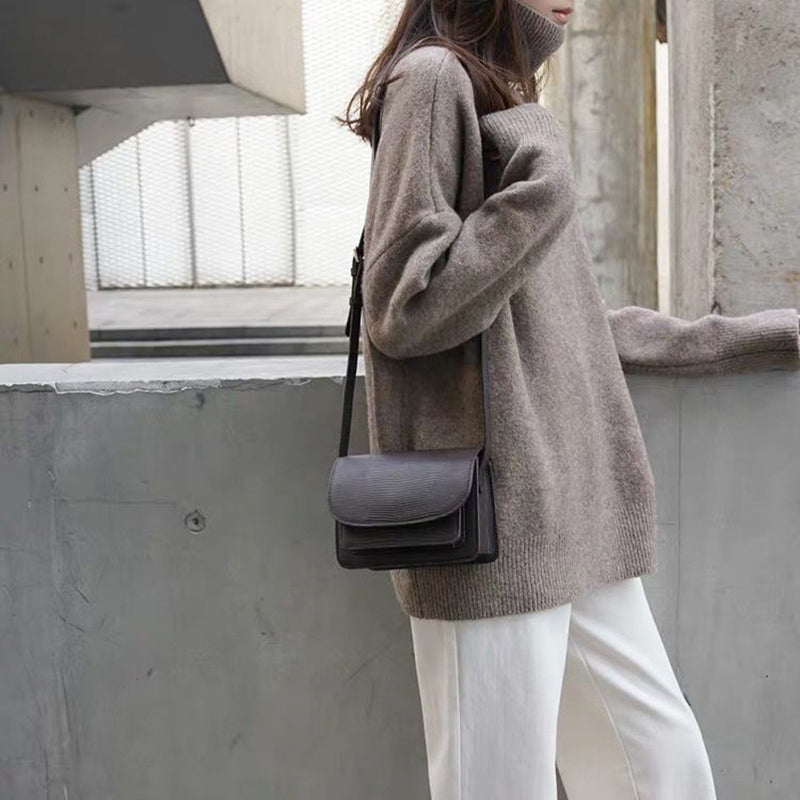 Basic Turtleneck Sweater With Overcut Shoulders