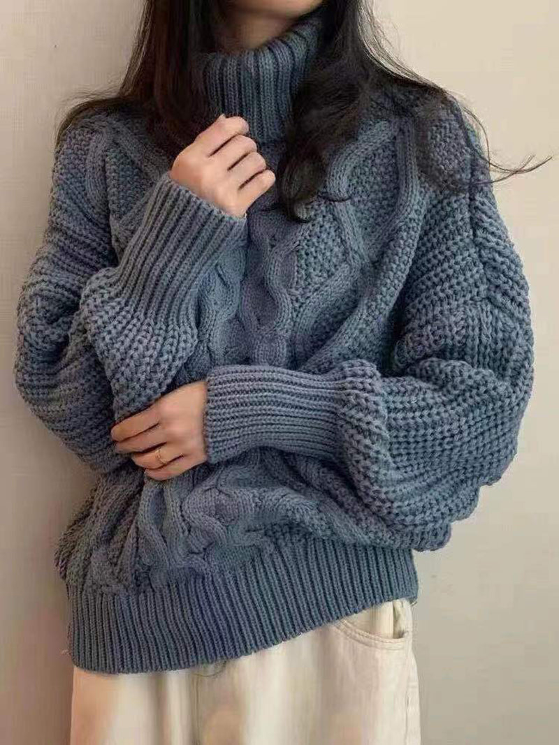 Thick Needle Twist Turtleneck Sweater