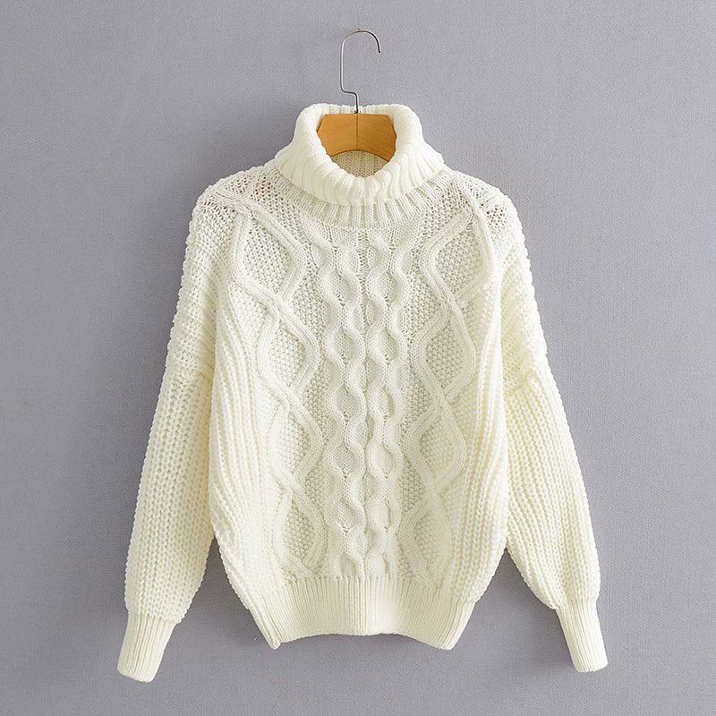 Thick Needle Twist Turtleneck Sweater