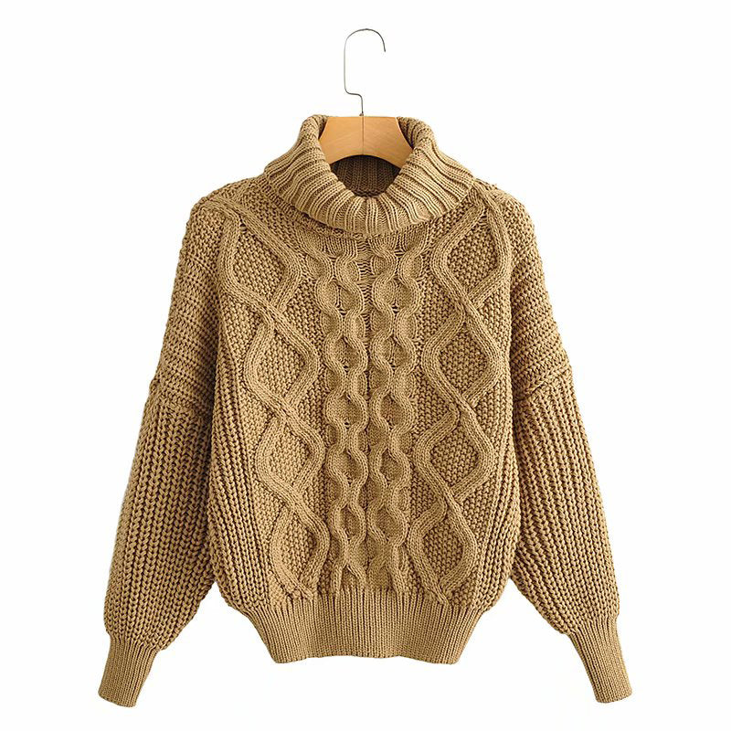 Thick Needle Twist Turtleneck Sweater