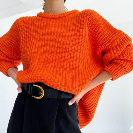 Oversized Knitted Sweater With O-Neck