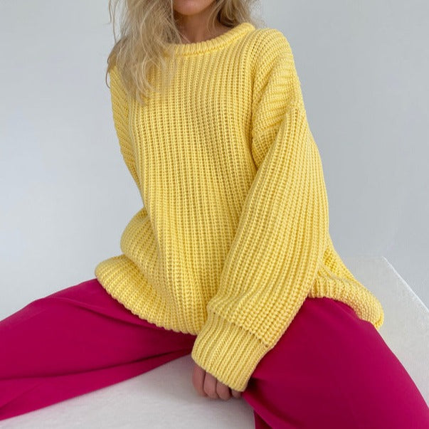 Oversized Knitted Sweater With O-Neck