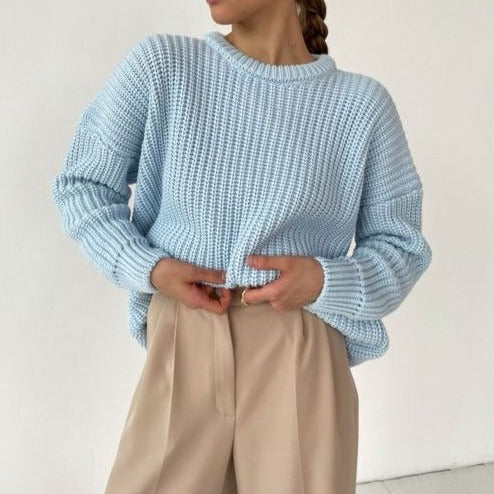 Oversized Knitted Sweater With O-Neck