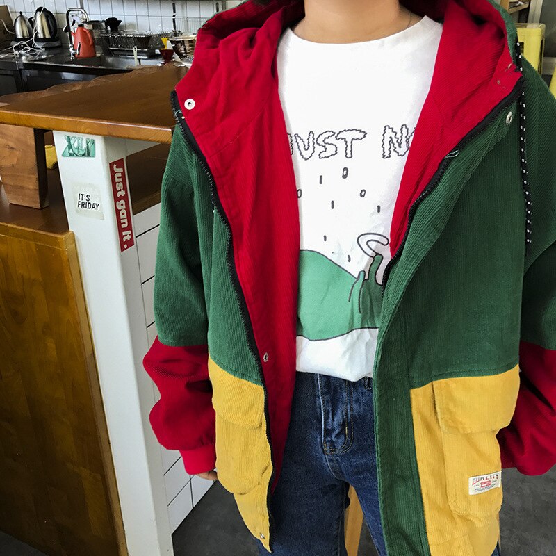 Colorblock Jacket With Hood And Pockets