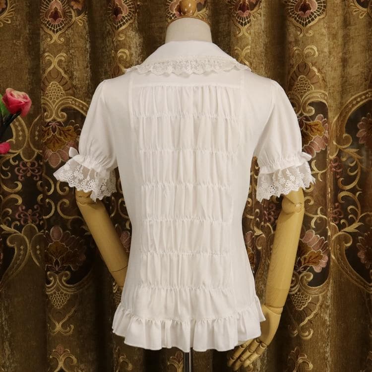 Blouse With Lace Details And Detachable Sleeves