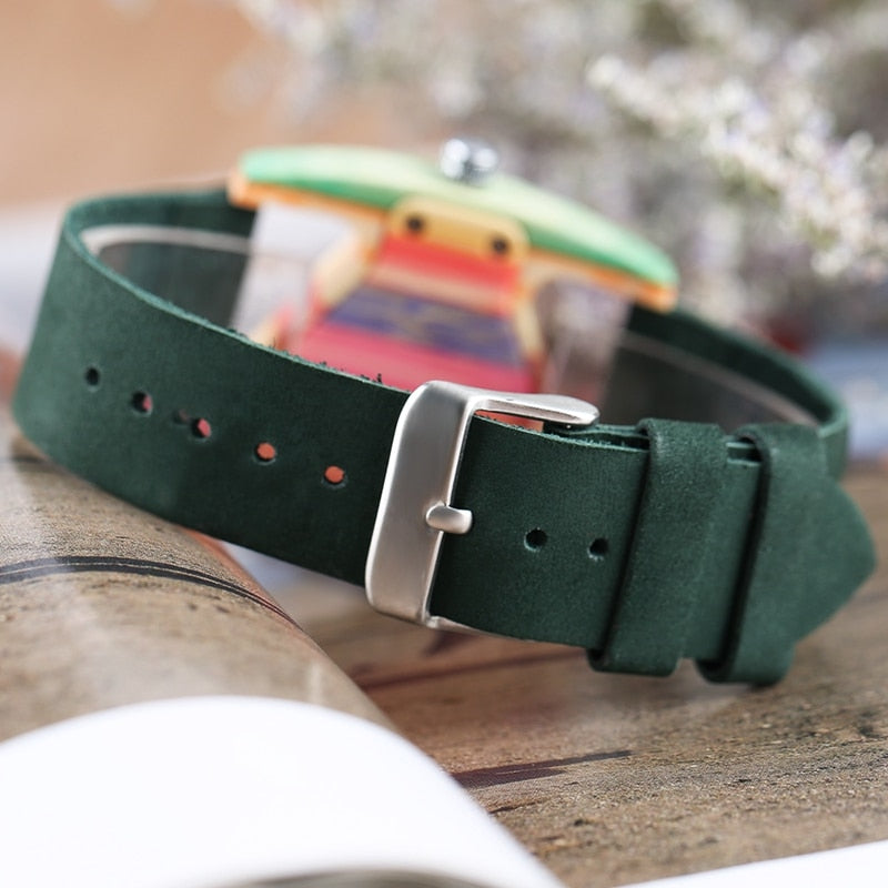 IvyShape | Colored Triangle Bamboo Wood Watch