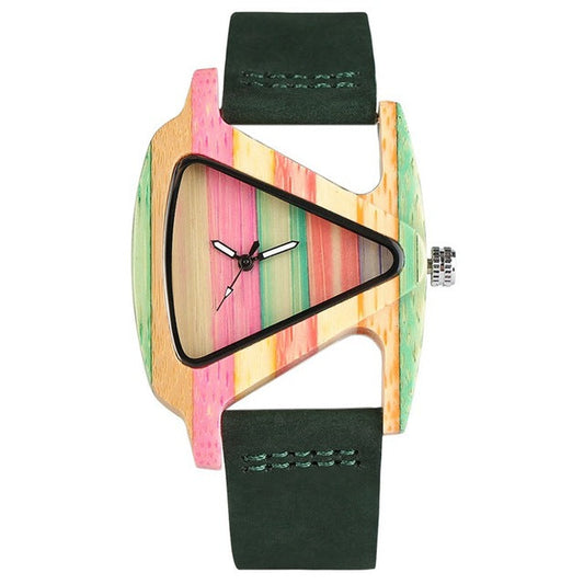 IvyShape | Colored Triangle Bamboo Wood Watch