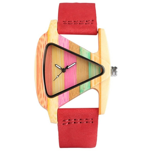 IvyShape | Colored Triangle Bamboo Wood Watch