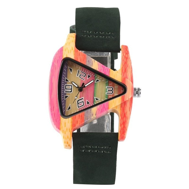 IvyShape | Colored Triangle Bamboo Wood Watch