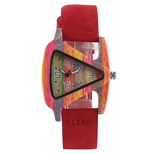 IvyShape | Colored Triangle Bamboo Wood Watch