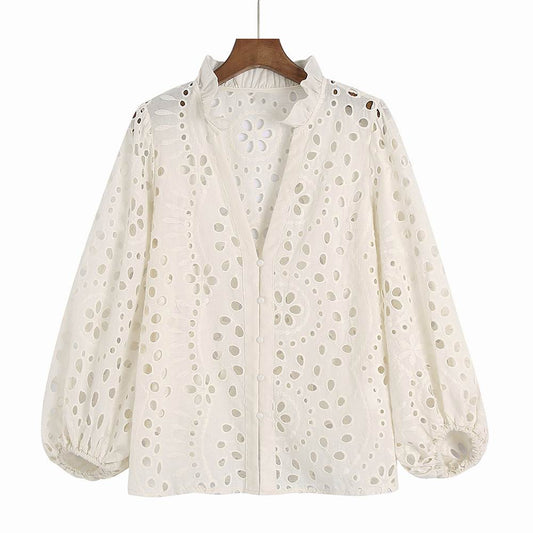 Ivyshape | Ladies' Blouse with Cutouts