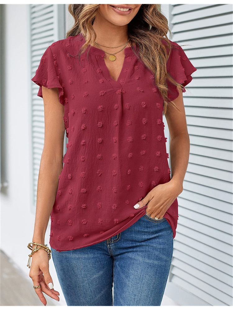 Ivyshape | Blouse with Patchwork and Ruffles