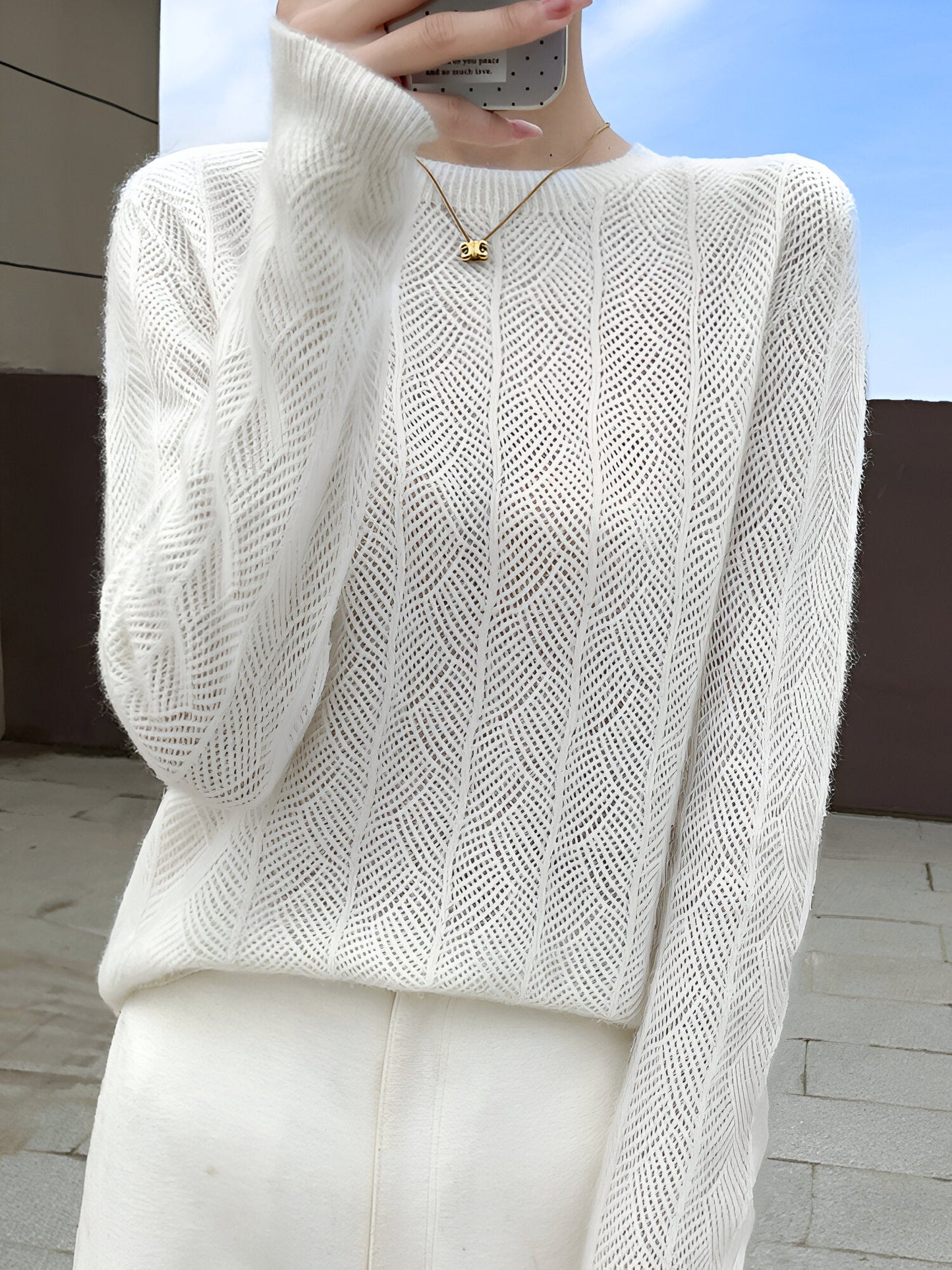 Ivyshape | Merino Wool Sweater With Elegant Cutouts