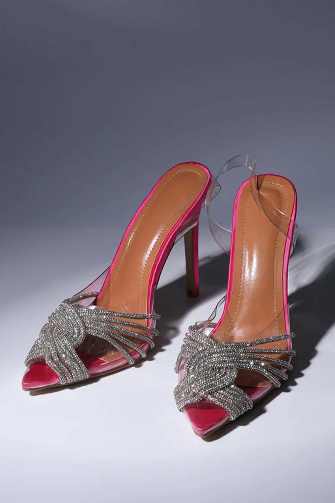 Toe Rhinestone Clear High Heels