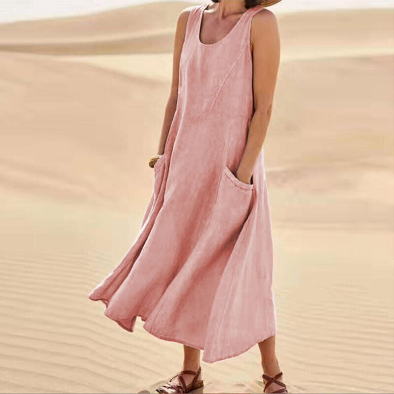 Summer Elegant Midi Pocket Dress | Ideal for Summer