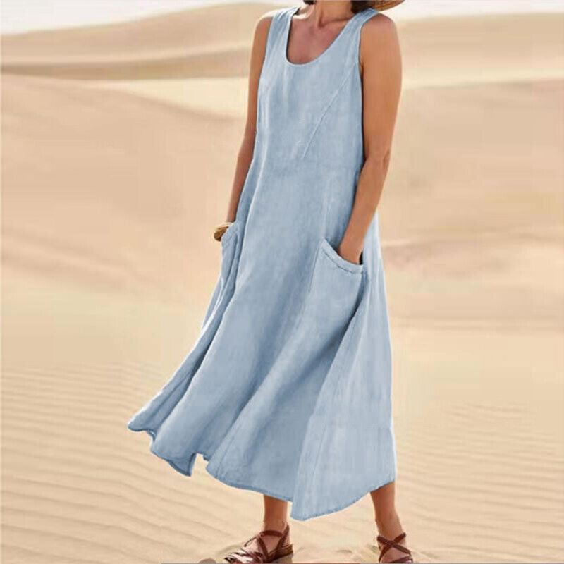 Summer Elegant Midi Pocket Dress | Ideal for Summer