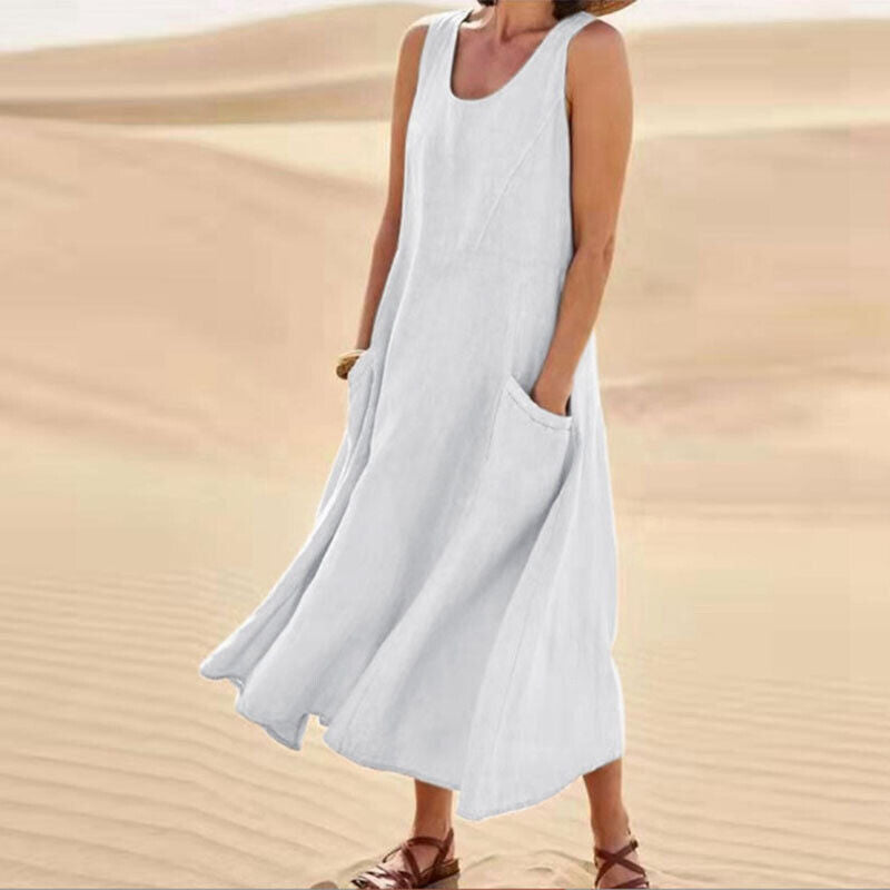 Summer Elegant Midi Pocket Dress | Ideal for Summer