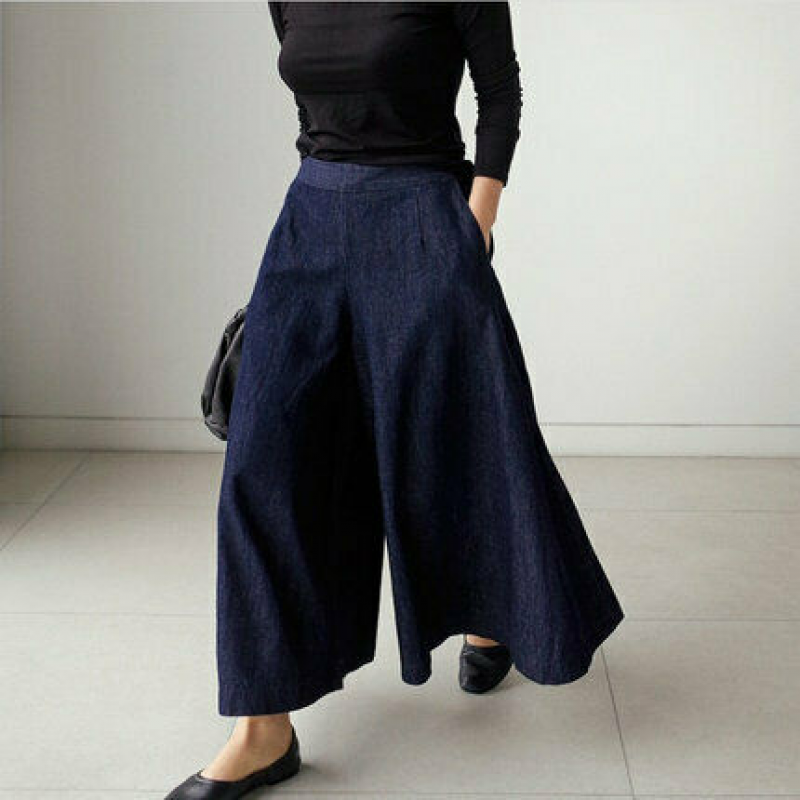 Ivyshape | Wide Denim Pants for Women