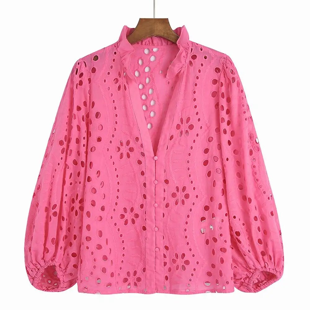 Ivyshape | Ladies' Blouse with Cutouts