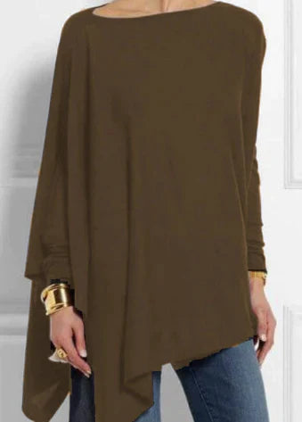 Ivyshape | Elegant Poncho with Asymmetric Cut