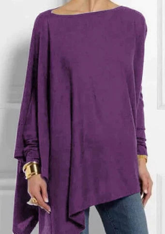 Ivyshape | Elegant Poncho with Asymmetric Cut