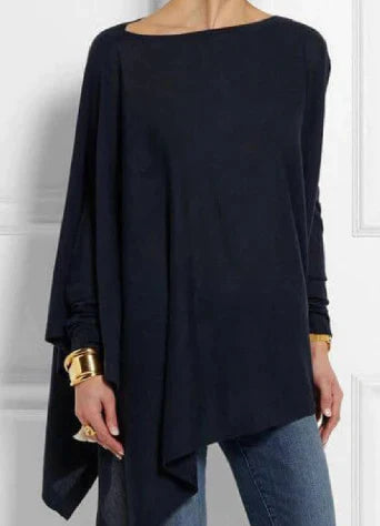 Ivyshape | Elegant Poncho with Asymmetric Cut