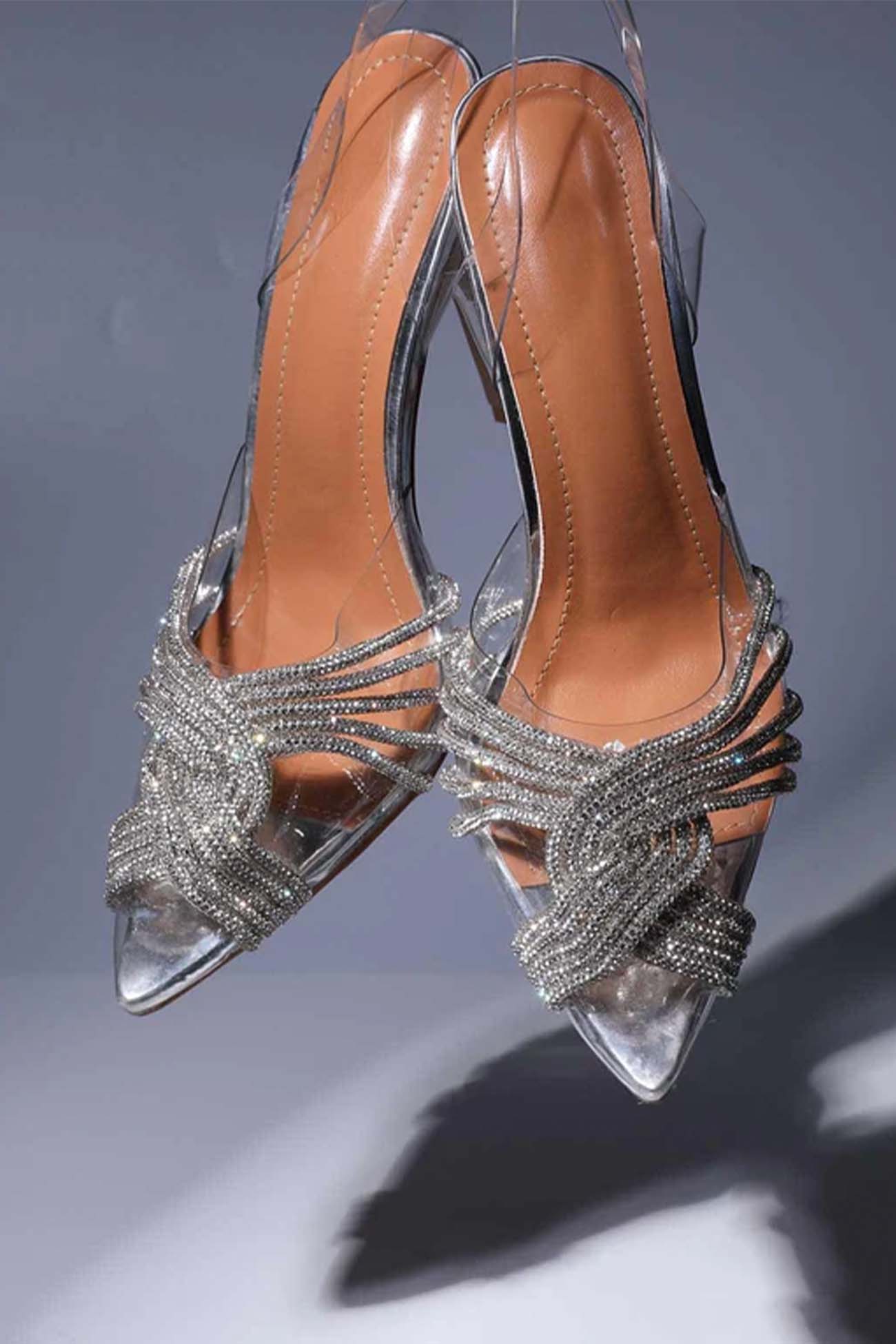 Toe Rhinestone Clear High Heels