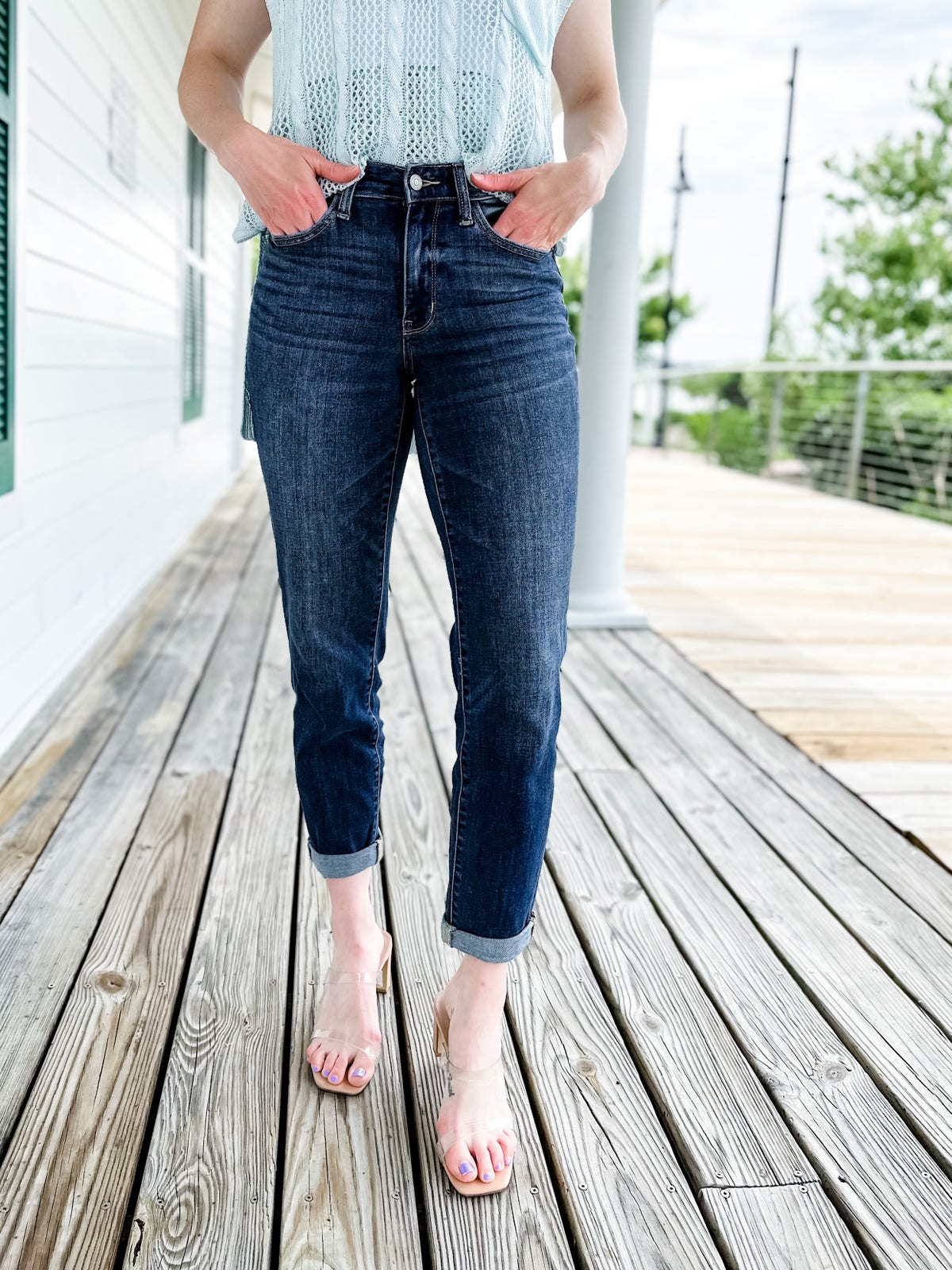 Ivyshape | Women's Slim High Waist Pants Denim