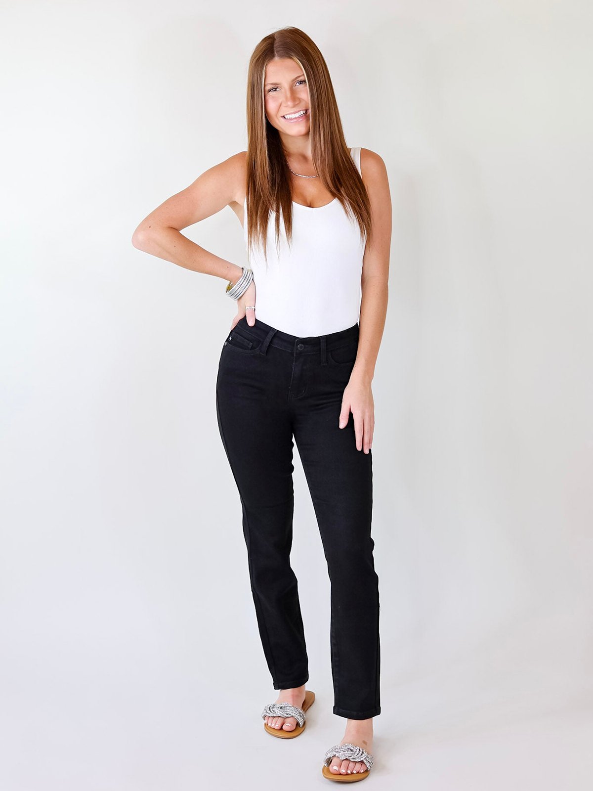 Ivyshape | Women's Slim High Waist Pants Denim