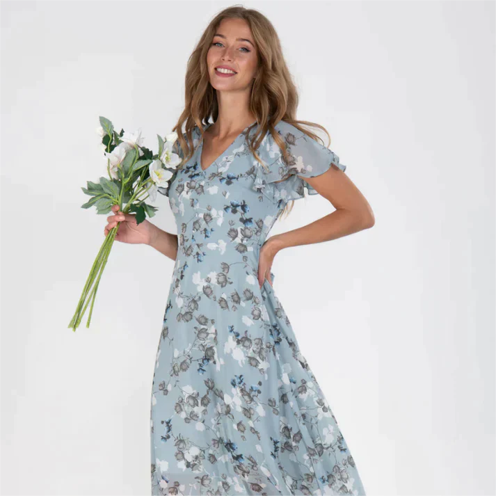 Summer Elegant Long Dress with Flowers | Ideal for Summer