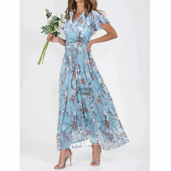 Summer Elegant Long Dress with Flowers | Ideal for Summer