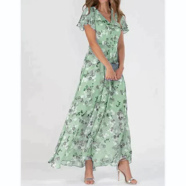 Summer Elegant Long Dress with Flowers | Ideal for Summer