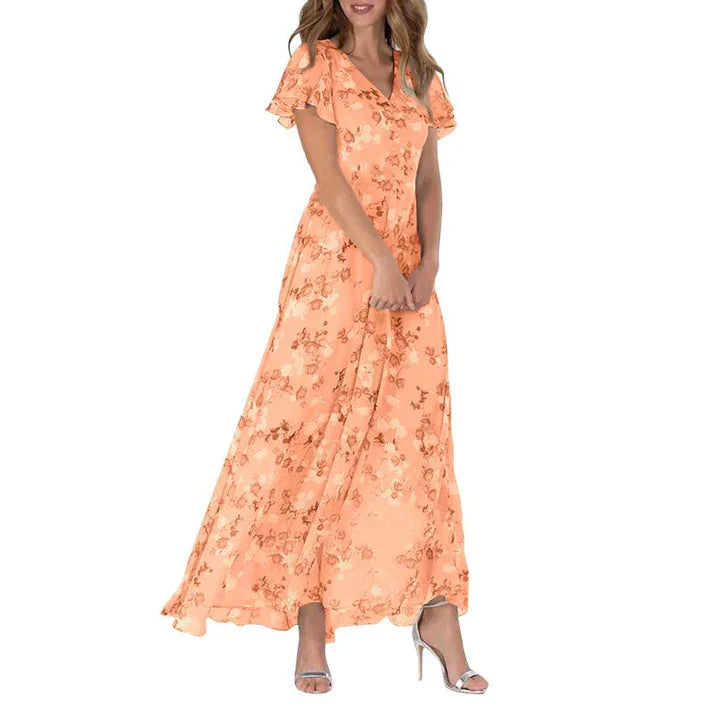 Summer Elegant Long Dress with Flowers | Ideal for Summer