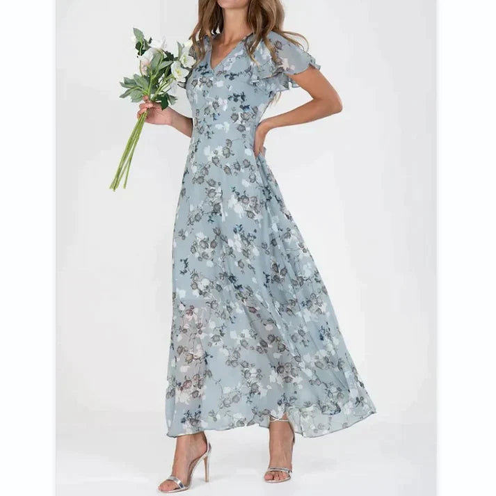 Summer Elegant Long Dress with Flowers | Ideal for Summer