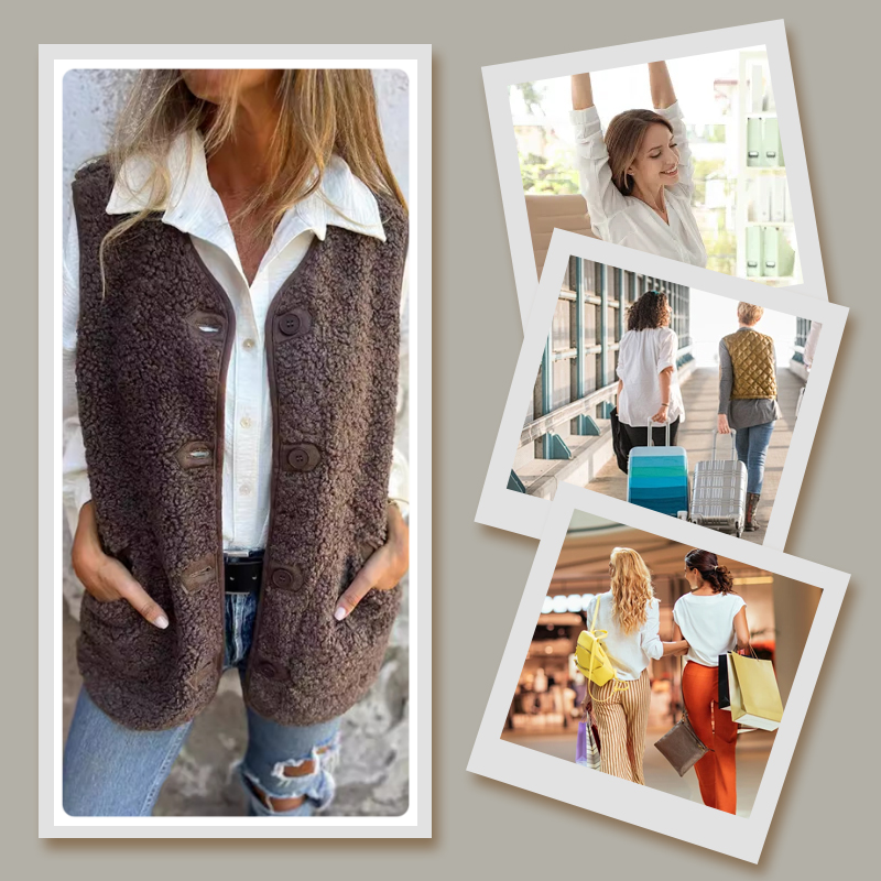 Ivyshape | Women's Winter Vest Made of Soft Wool with Buttons