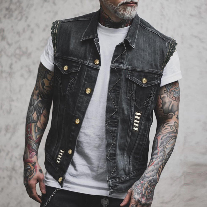IvyShape | Denim Vest for Men Casual, Versatile & Comfortable