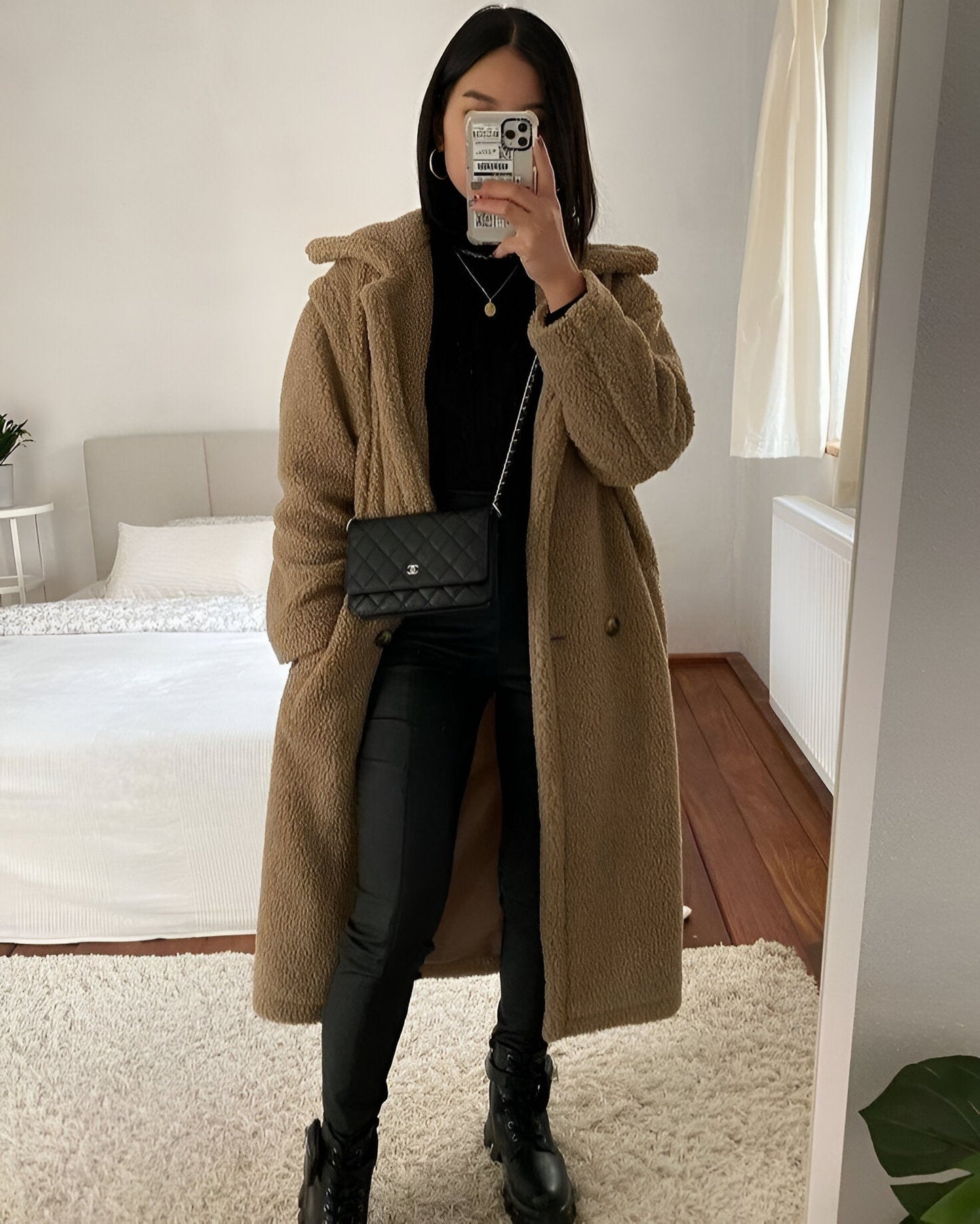 Ivyshape | Elegant Long Teddy Coat